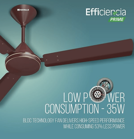 Havells 1200mm Efficiencia Prime BLDC Motor Ceiling Fan | 5 Star with Remote, 100% Copper | Upto 53% Energy Saving, High Air Delivery, 2 Year Warranty, Inverter Friendly, Timer | (Pack of 1, Brown) - Image 4
